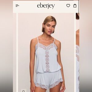 Eberjey White Lace Trim Mariana Teddy